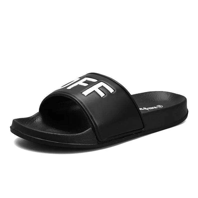 Men's large size open-toe slippers with rubber sole in black and white colour options