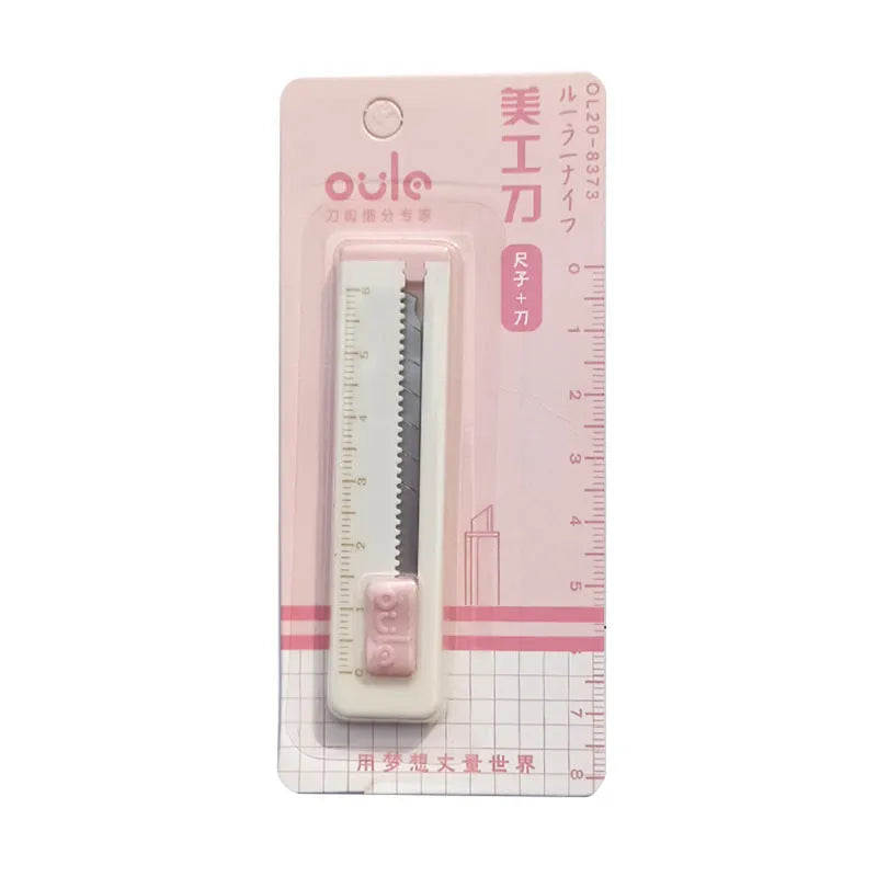 Small plastic art knife for package and box cutting in five colour options