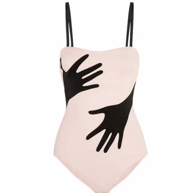 Women's polyester one-piece bikini swimwear in S, M, L, XL sizes for beach swimming