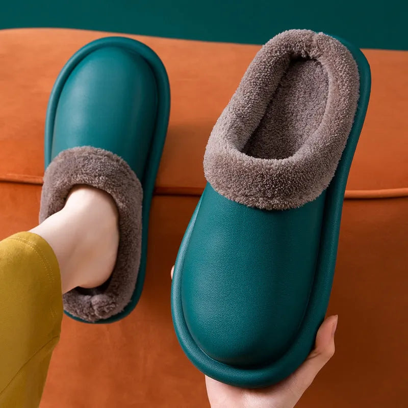 Waterproof EVA flip flop slippers for home winter use, non-slip sole, available in blue colour