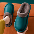 Waterproof EVA flip flop slippers for home winter use, non-slip sole, available in blue colour