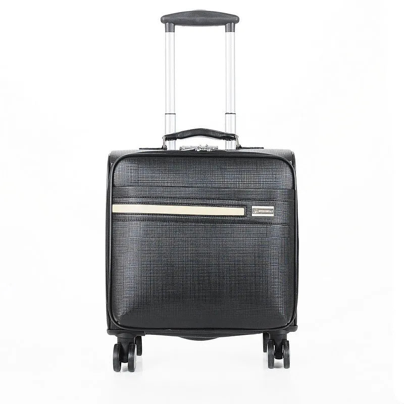 18 inch black wheeled business case with security lock and airplane-style wheels