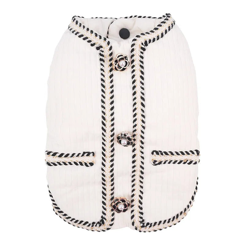 Quilted polyester pet coat with cartoon print in black colour available in multiple sizes