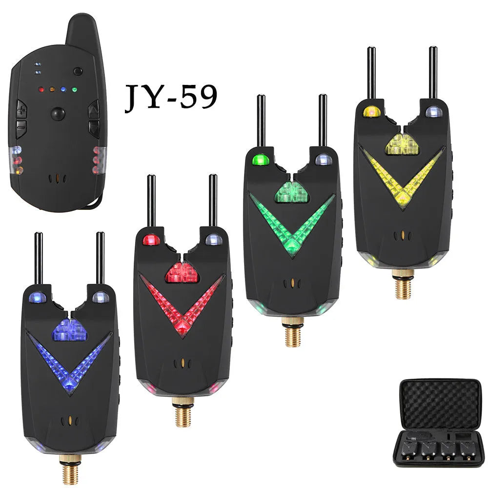 Wireless fishing electronic alarm kit with modular receivers for bite detection