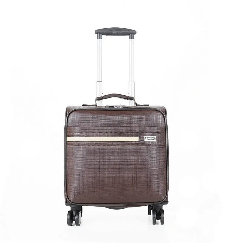18 inch black wheeled business case with security lock and airplane-style wheels