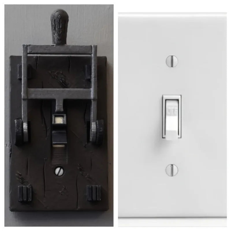 Creative retro-style decorative light switch wall plate cover in PLA material.