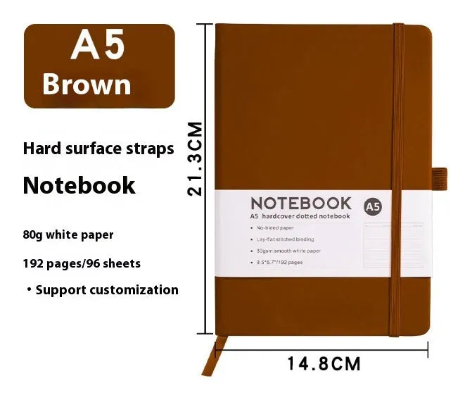 A5 soft skin-feel PU leather diary with strap closure and horizontal ruled pages in multiple colour options