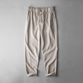 Men's linen casual trousers in solid colours with mid-waist design