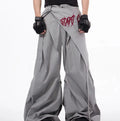 Boys black and grey wide leg summer pants with loose Korean style fit