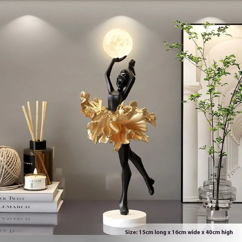 Art girl atmosphere small night lamp in black gold, white, pink, or light blue colour with USB charging.