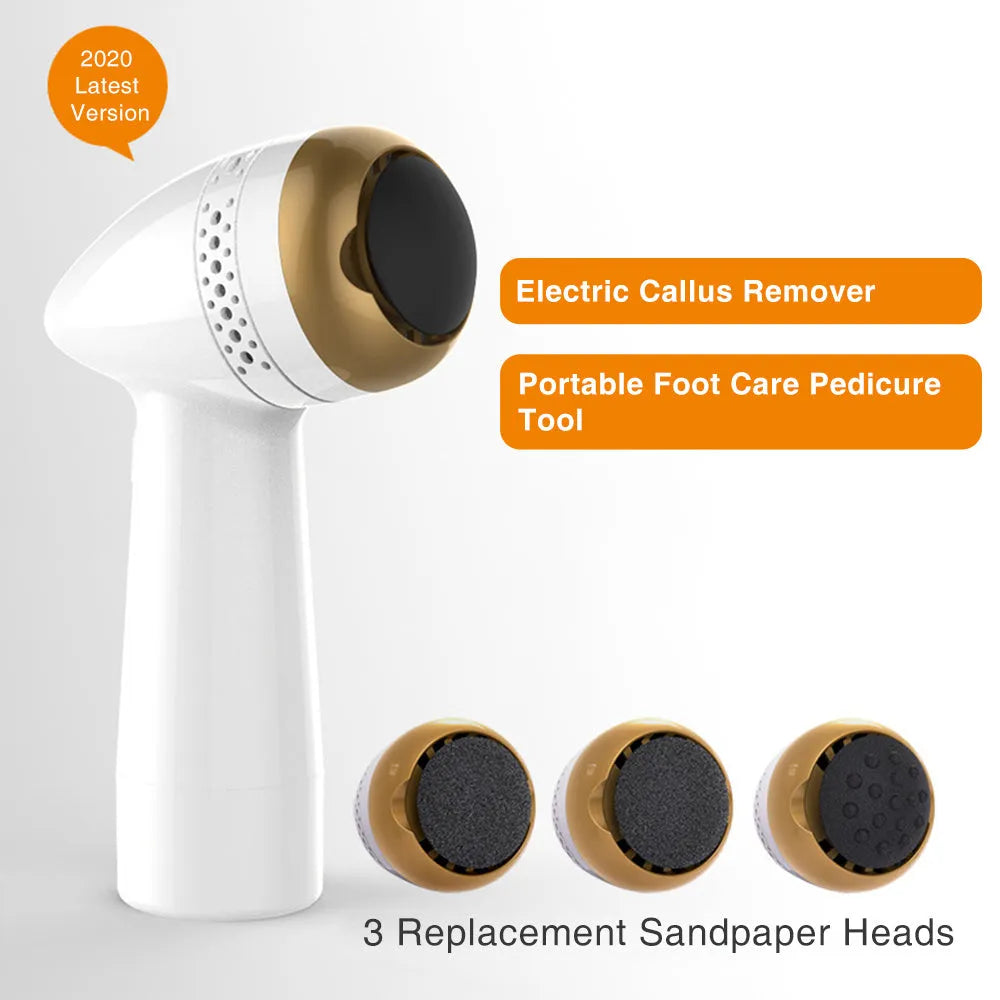 Electric vacuum foot grinder with a refined quartz grinding head in a metallic colour option.