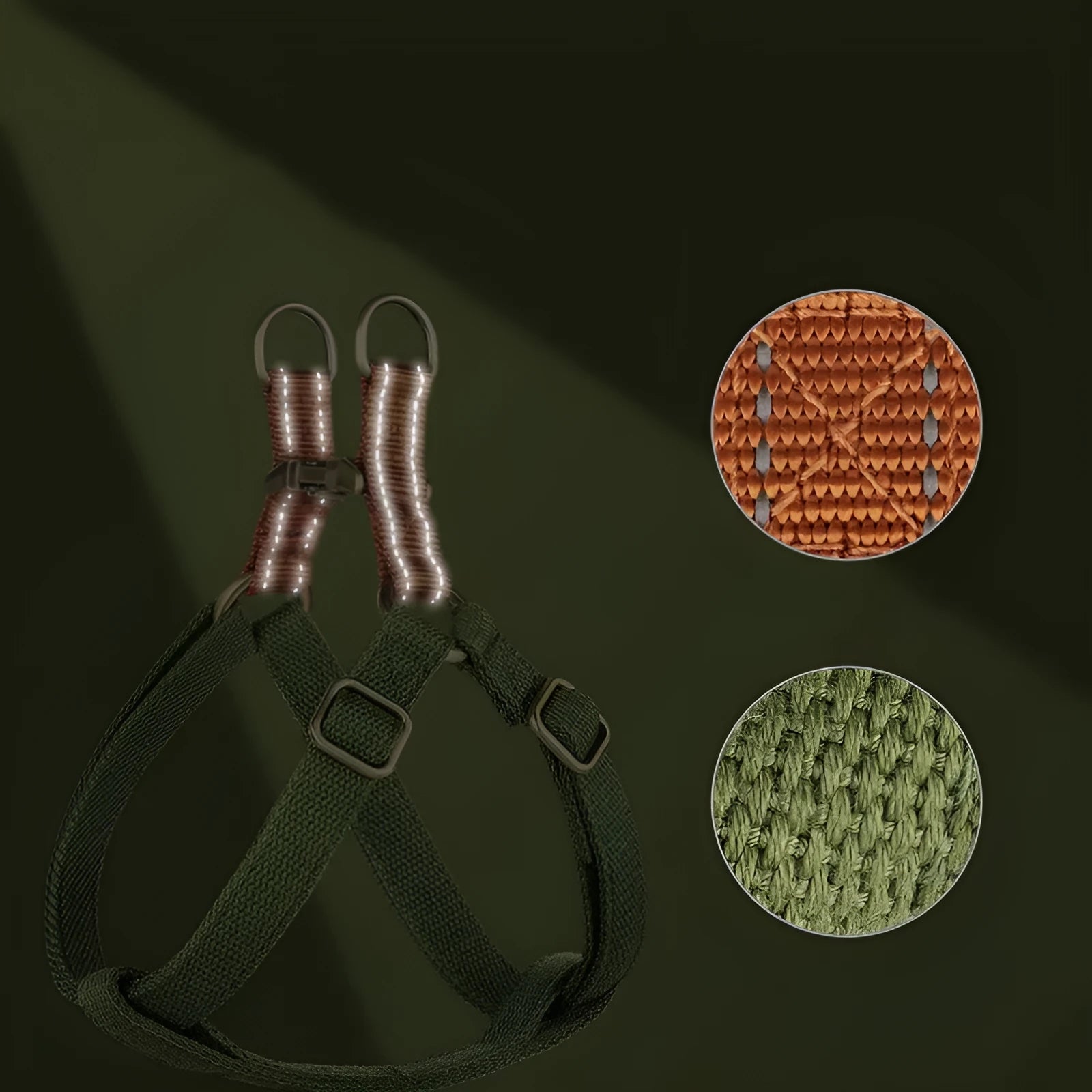 Brown vest-style dog leash with cotton belt material and alloy fasteners for secure walking