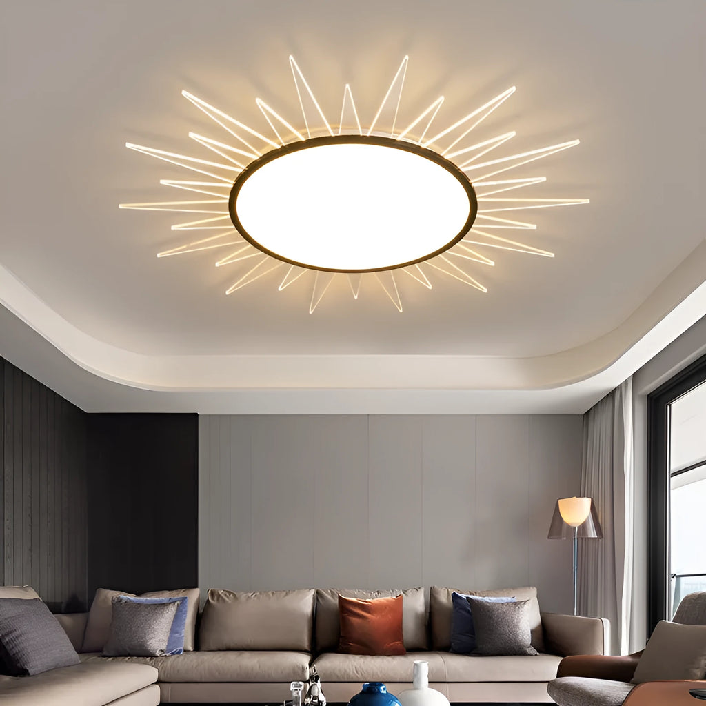 Round aluminium LED ceiling lamp with remote control dimming in modern simple design