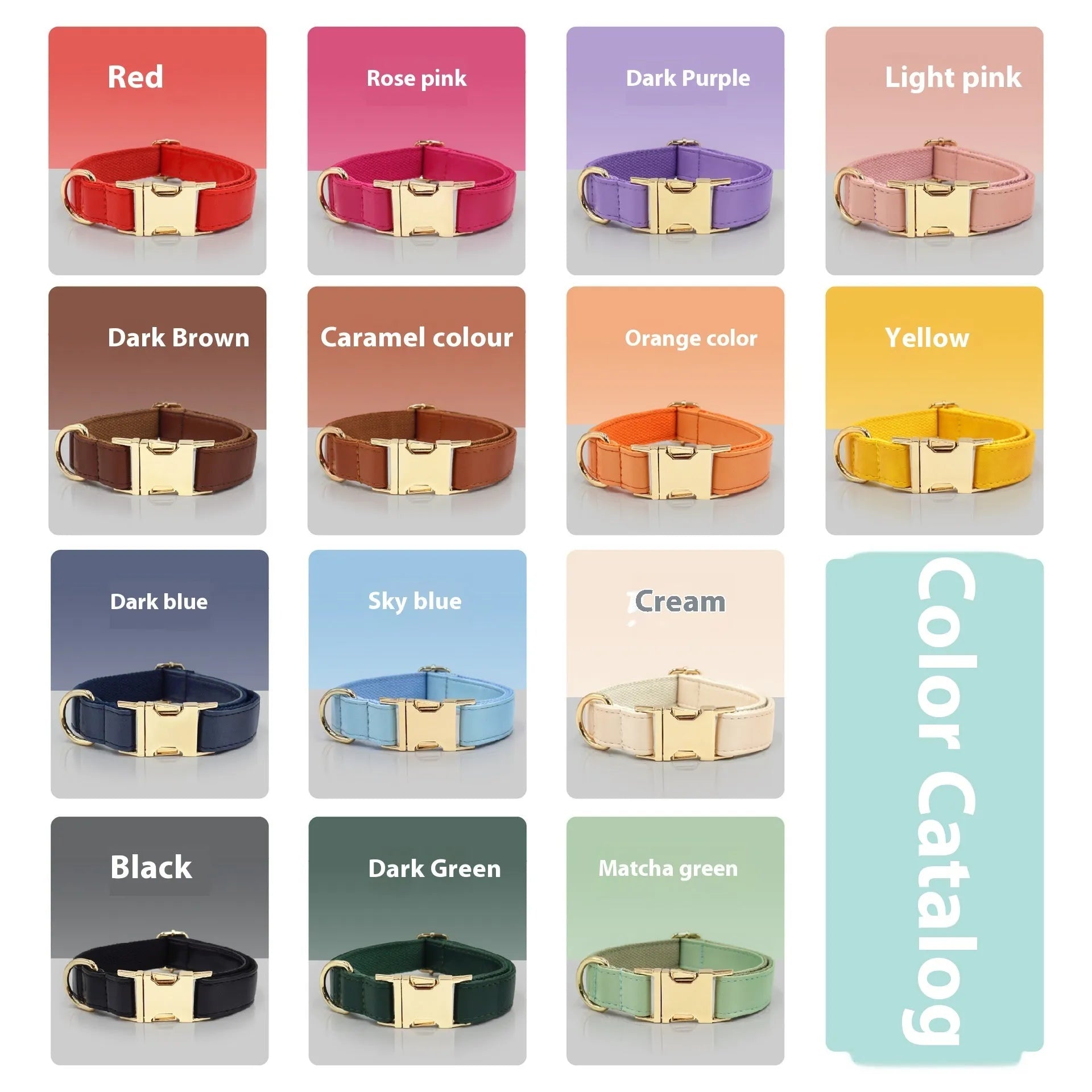 Leather dog collar with velvet colour block in caramel, showing metal buckle and D-ring
