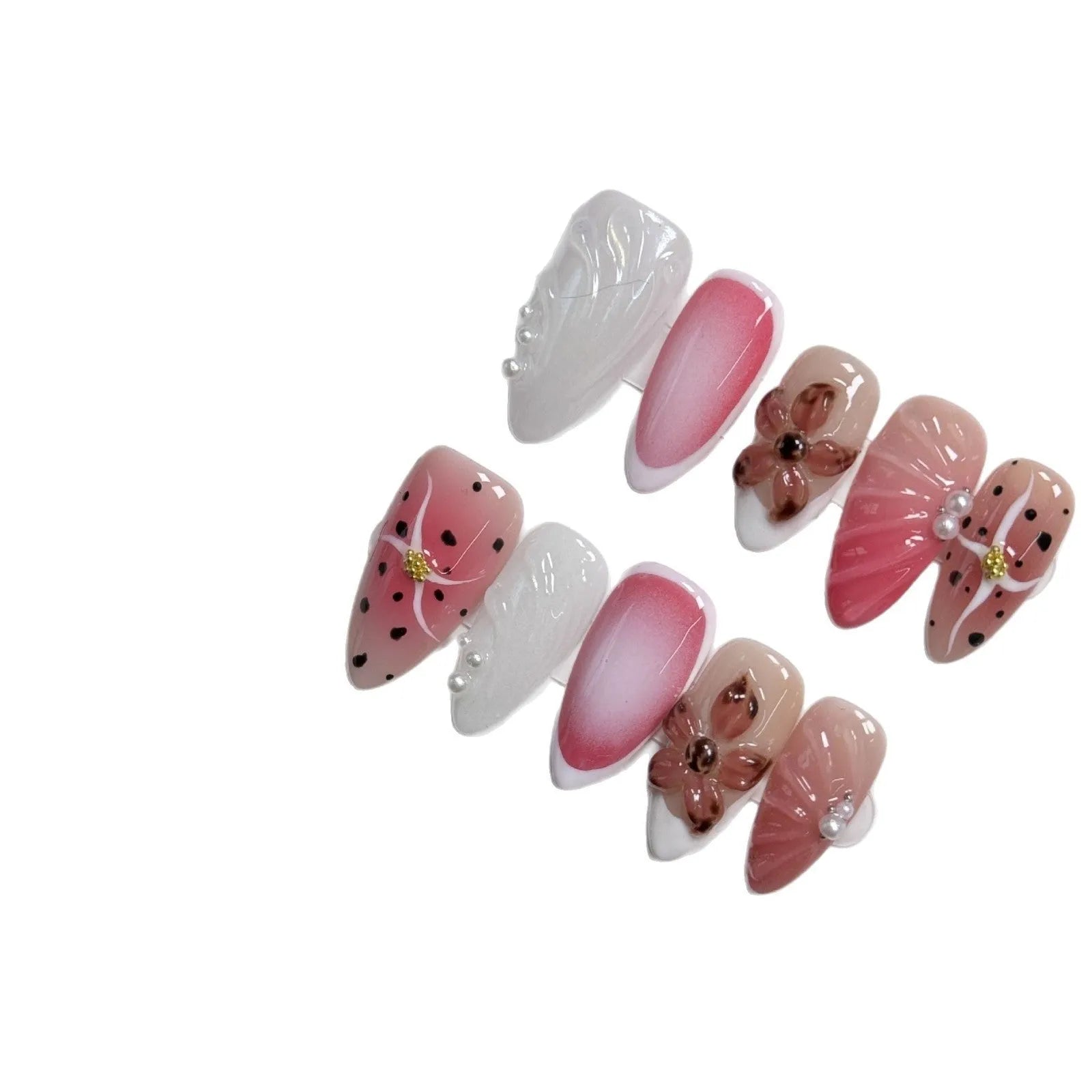Hand-painted three-dimensional nail beauty patches with embossed carved designs