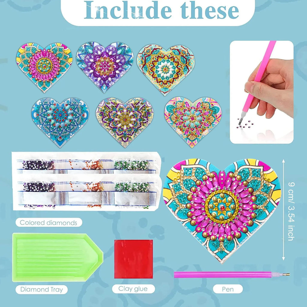 Six handmade PU leather bookmarks with crystal flower cornerite decoration in modern simplicity style