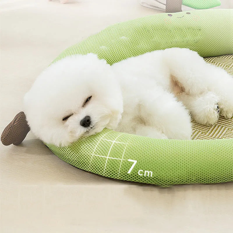 Green fruit backrest dog nest mat in large size for teddy breed dogs