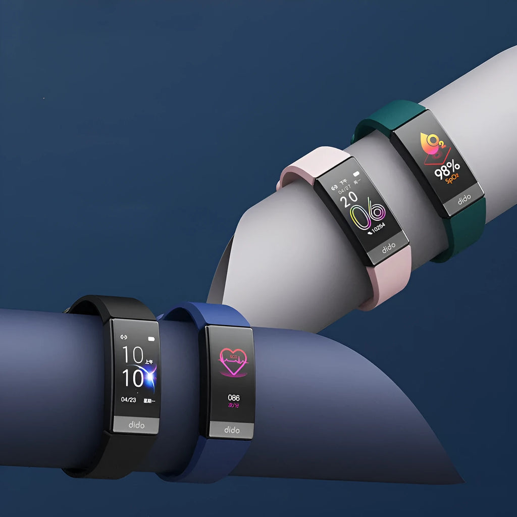 Y6 Black smart bracelet with 1.1-inch screen displaying health metrics including blood pressure and ECG