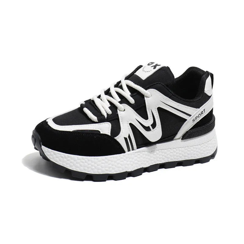 Women's flat platform casual shoes in artificial PU with front laces and a round toe.