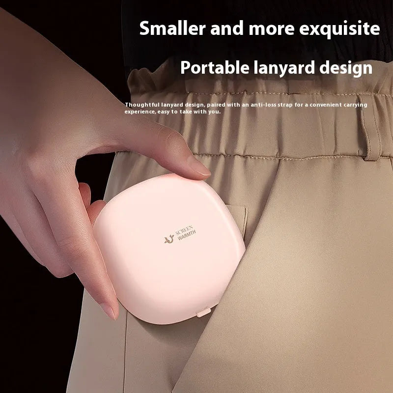 Magnetic mini USB hand warmer in white with double side heating and explosion-proof design