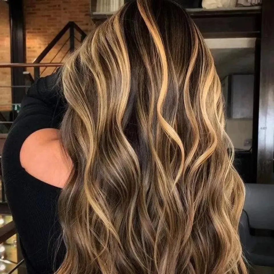 Long curly African black gradient front lace wig with big waves on a sheath base.