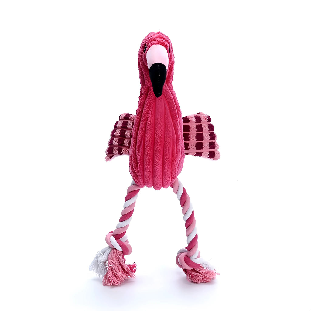 Pink corduroy rabbit-shaped dog toy with crinkle sound, measuring 28cm.