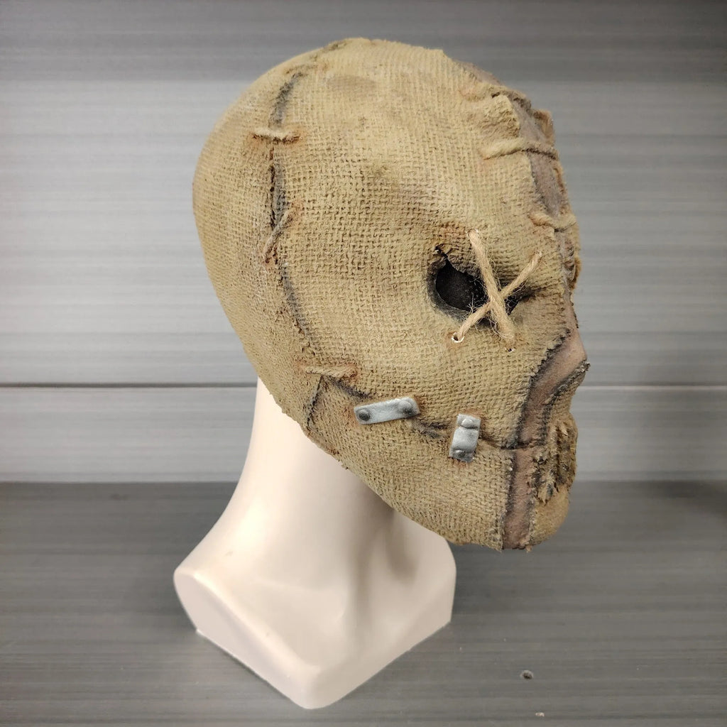 Latex scar skull horror mask showing full facial coverage design for Halloween costumes