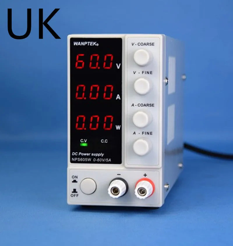 White S605W adjustable DC power supply unit with voltage and current controls for electronics repair
