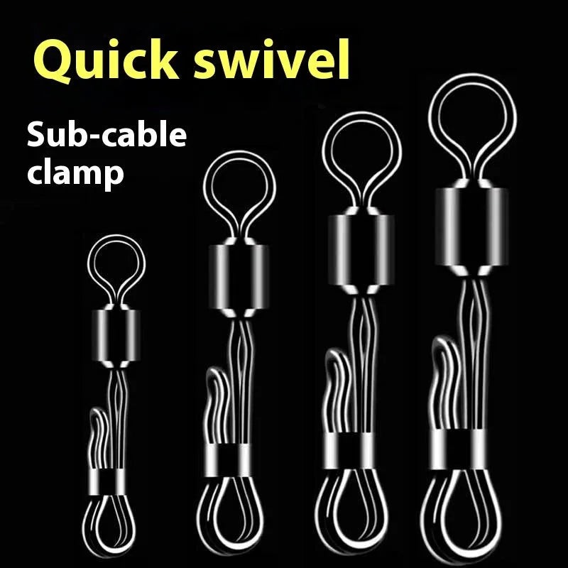 Brass fishing quick line change clamp with barrel swivel bearing and 8-word ring quick release