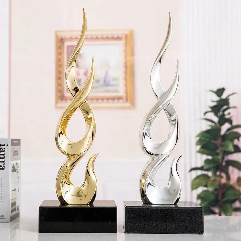 High-rise festival decoration ornament in bright gold and transparent gradient blue resin plastic craft