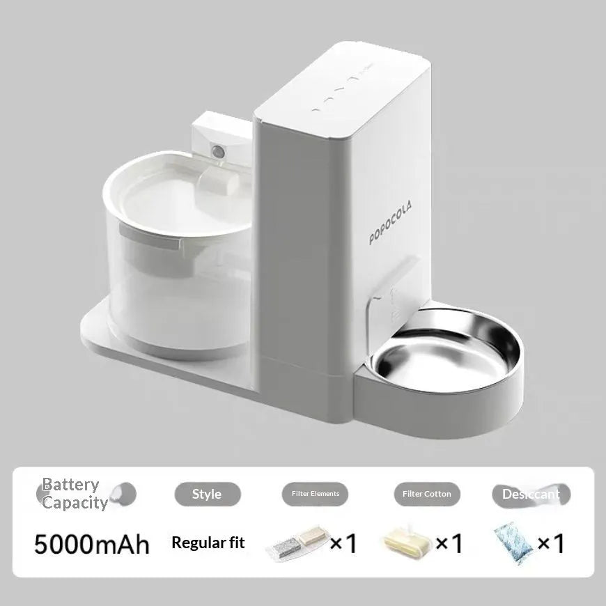 Wireless thermostatic cat water dispenser with 2-in-1 drinking feature and filter for aquarium use