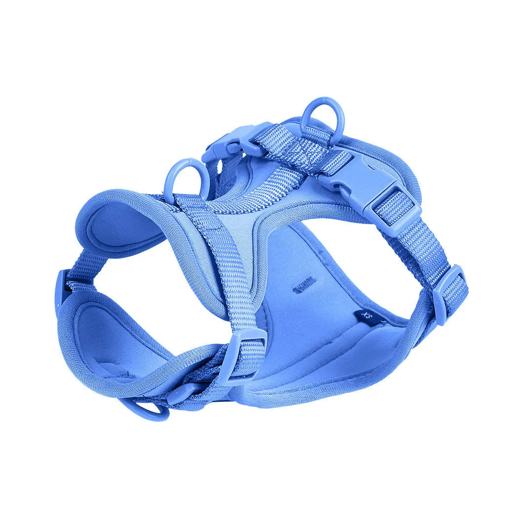 Dog tactical chest back anti-bite waterproof PVC collar set with leash and harness in grey, purple and red colours