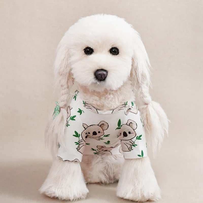 Printed polyester dog t-shirt in casual style with full design coverage
