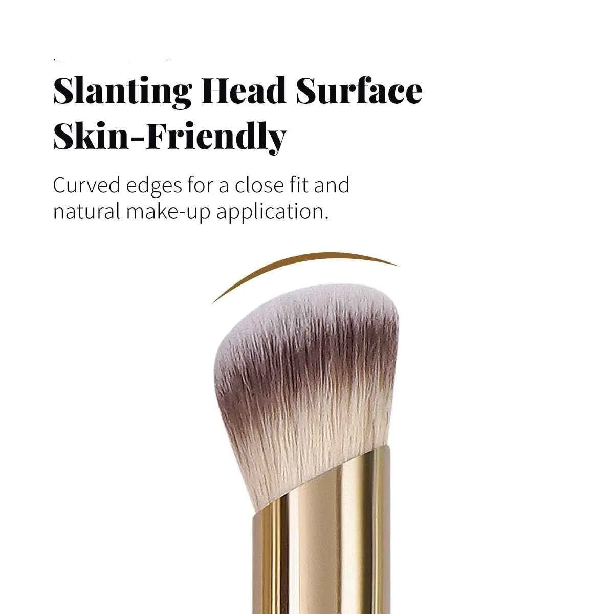 Five apricot makeup brushes with angled blush brush for cheekbone contouring