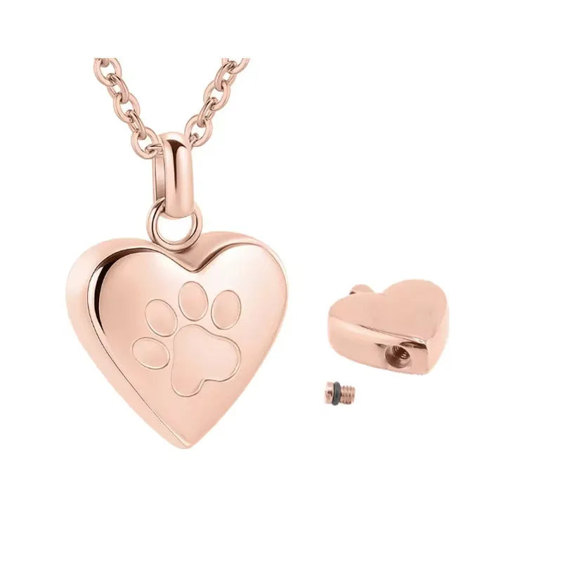 Titanium steel heart-shaped cinerary necklace with openable pendant in five colour variations