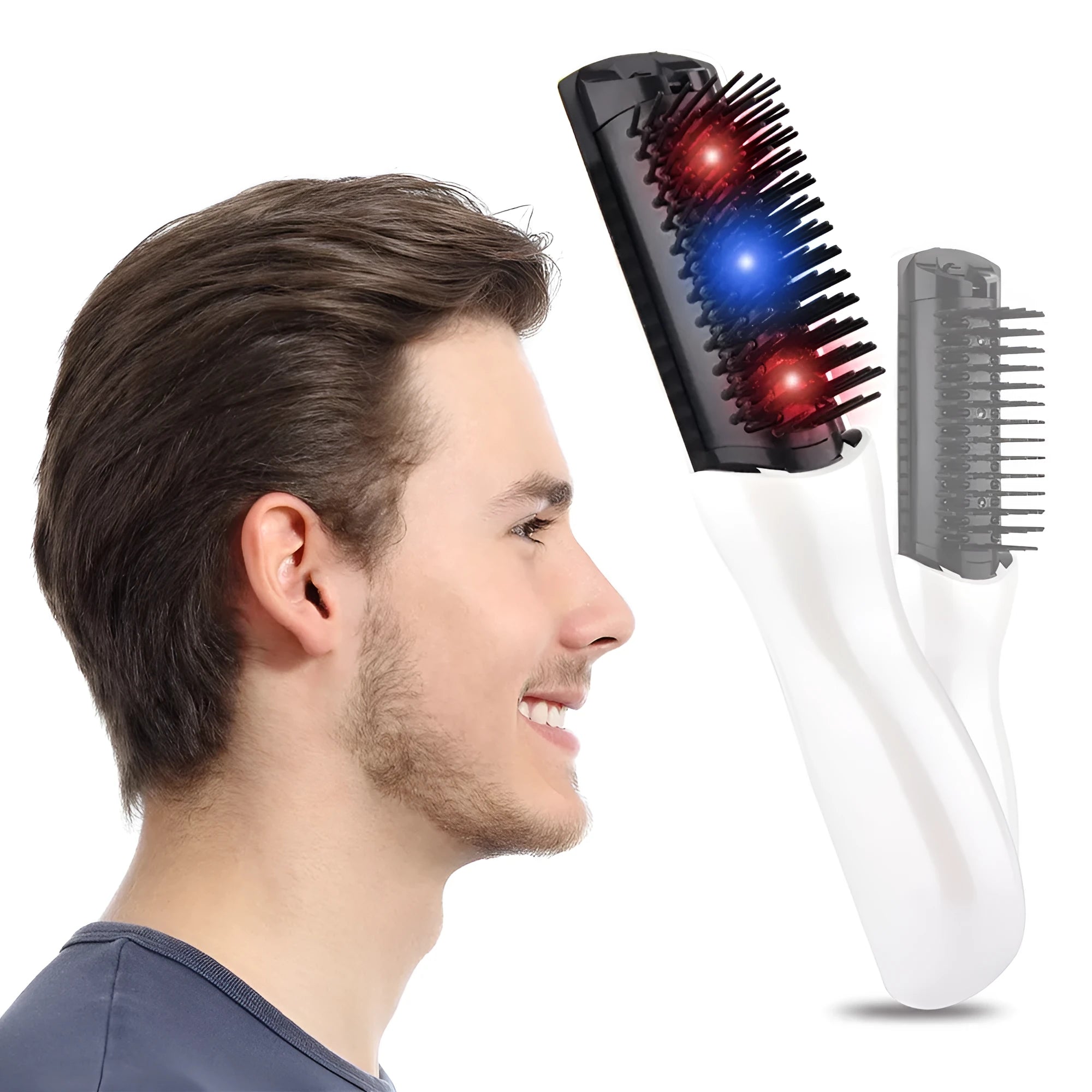 Electric head massage comb with infrared and vibration for hair growth, 22.5 cm long, battery-powered