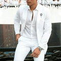 Men's white slim fit two-piece wedding suit with light business style