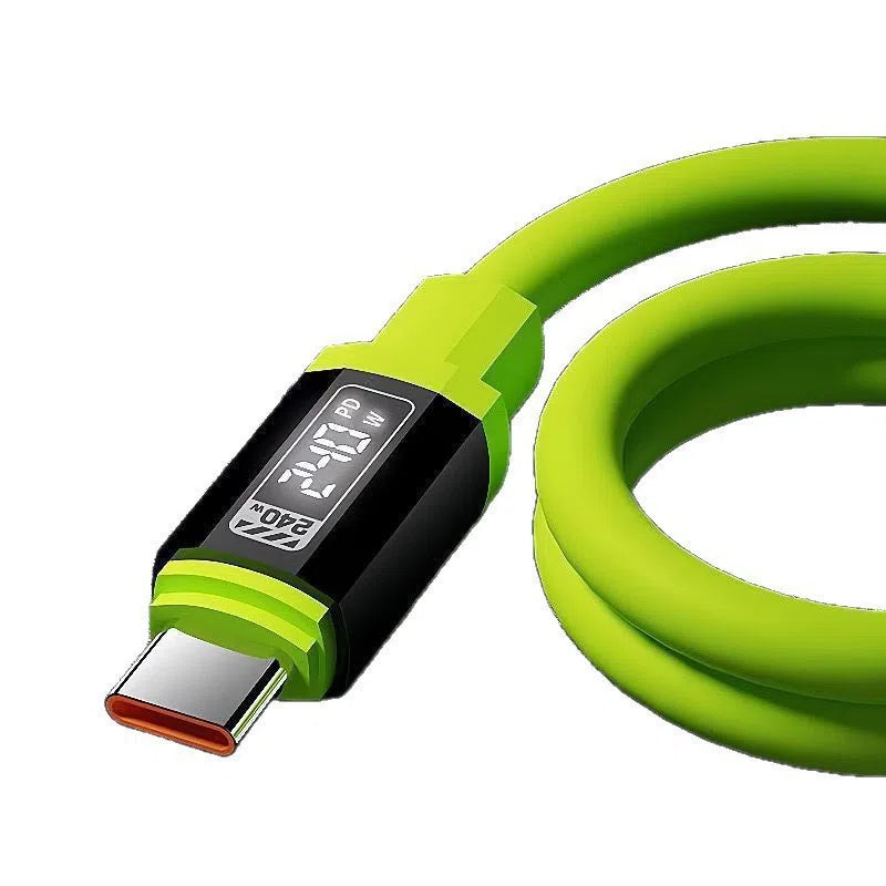 Blue braided 240W fast charging Type-C data cable with multiple length options
