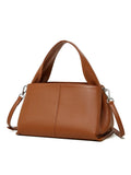 Women's genuine cowhide messenger bag in horizontal square shape with double shoulder straps