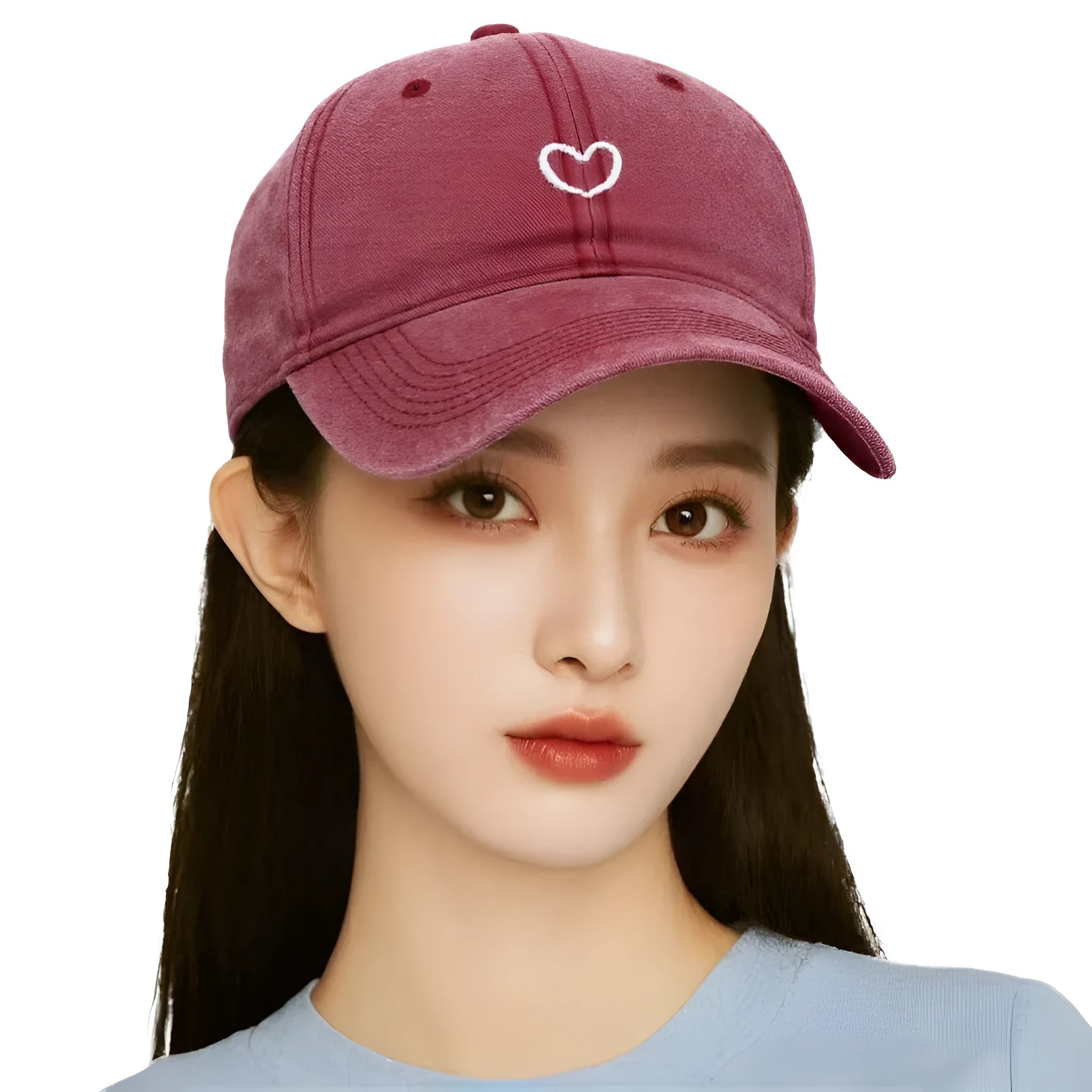 Cotton baseball cap with embroidered small love motif in adjustable size