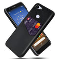 Solid-colour leather Google Pixel phone case in black, showing a business-style back cover.