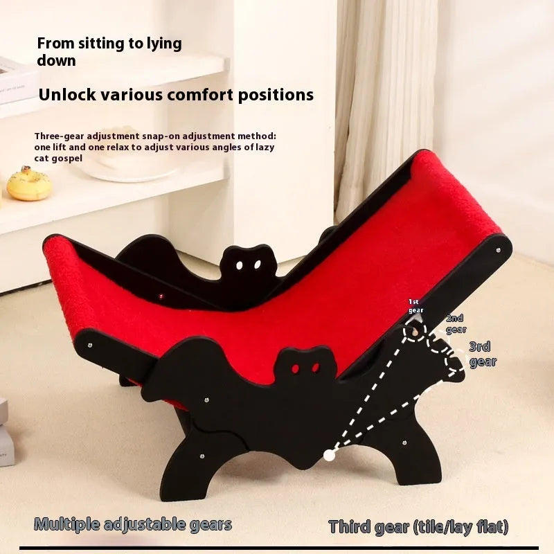 MW-054 wooden frame cat recliner bed in black or red Halloween colours