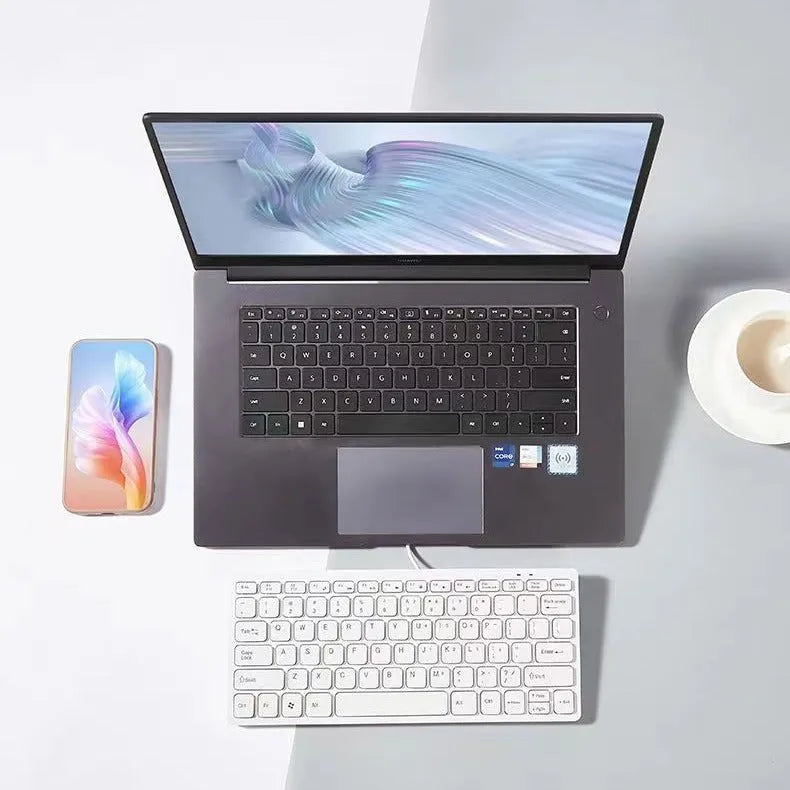 USB wired mini keyboard in black, white, pink or blue colours with noiseless keys