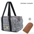 Small dog car centre console pet pad in dark gray linen-style cloth for travel comfort