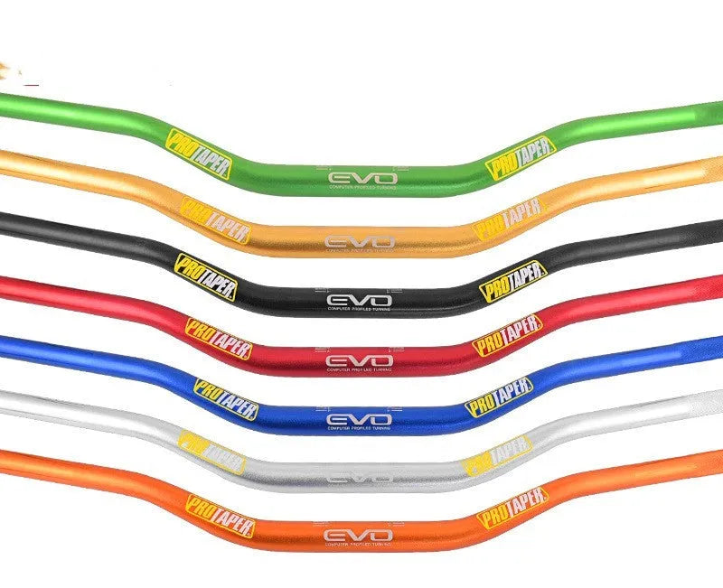 Scrambling motorcycle handlebar with orange EVO handle, aluminium alloy construction, 28mm diameter