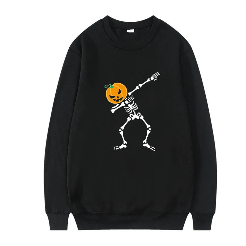 Women's casual printed long sleeve crew neck top on a hanger