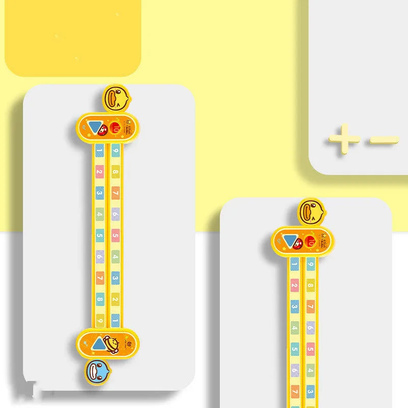 Yellow plastic cartoon digital decomposition ruler for children's maths education measuring 24.5cm
