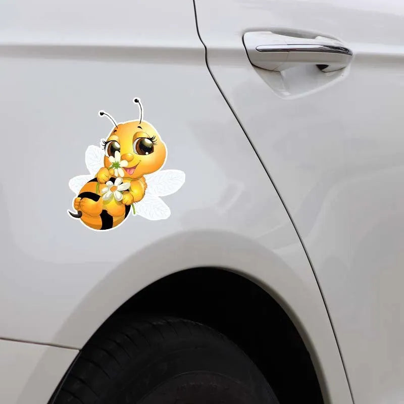 Cartoon little bee car body sticker 15x14cm PVC waterproof decal on vehicle bumper