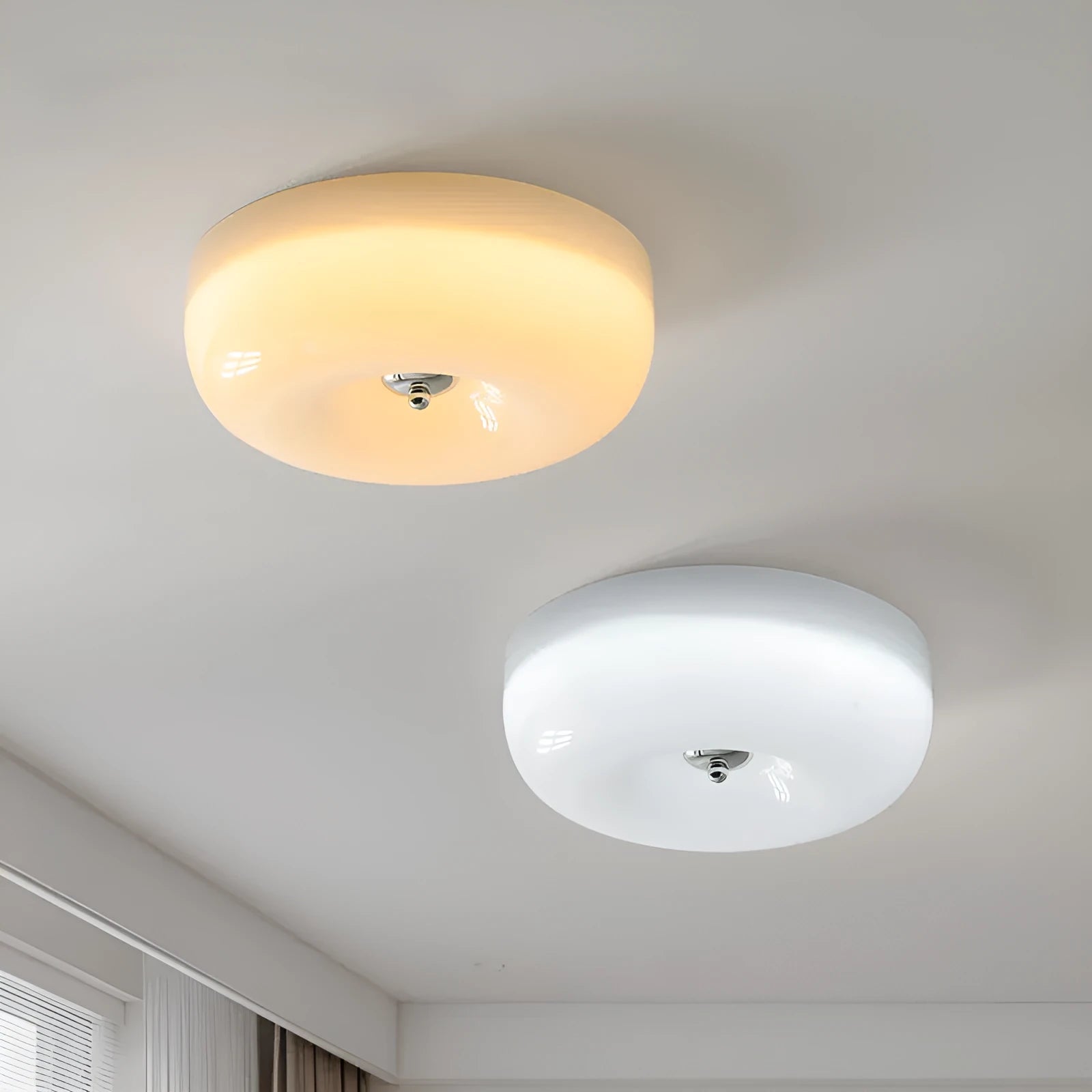 American style bedroom ceiling lamp in cream colour with three-colour light adjustment