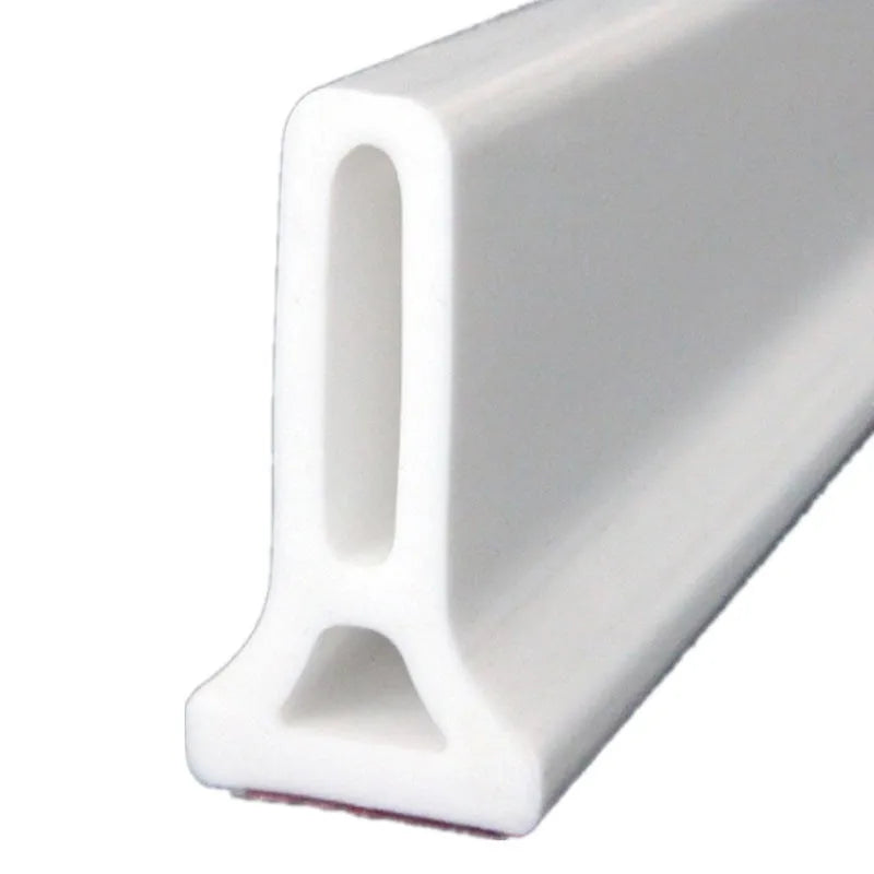 Flexible silicone bathroom waterproof strip in black colour showing water barrier installation